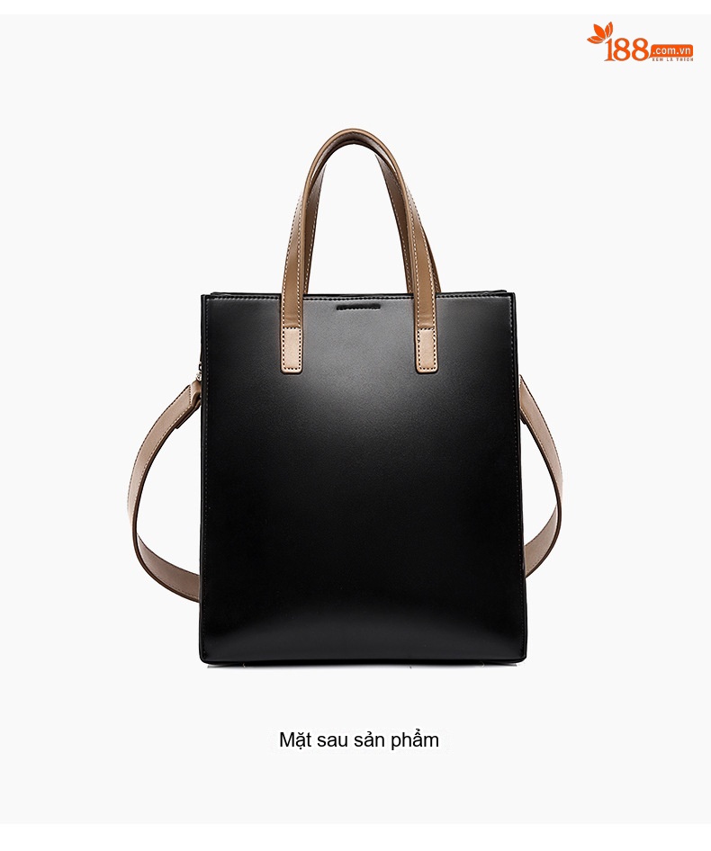 Túi Tote Nữ Da Bóng Công Sở Đựng Vừa A4 Size Lớn Màu Đen, Nâu chi tiết 20