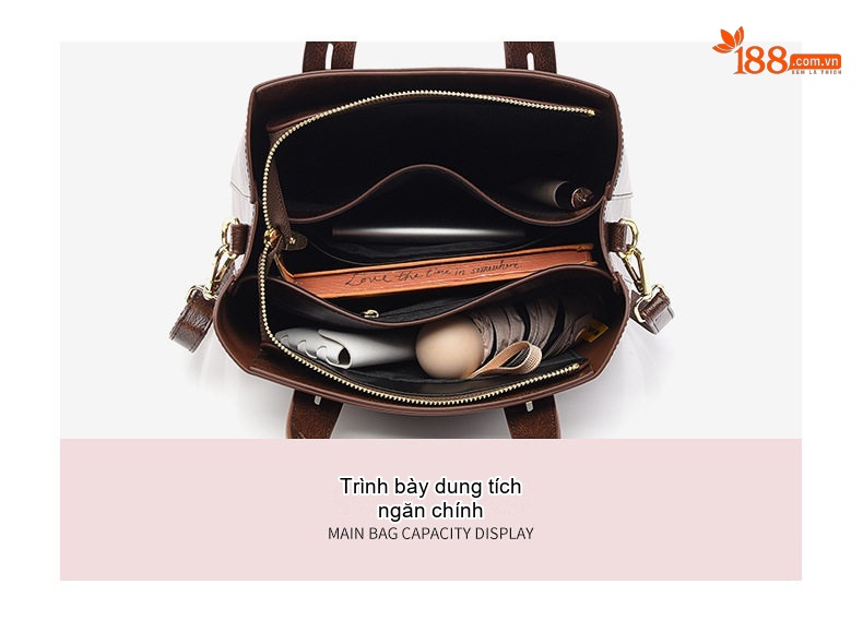 Túi Tote Nữ Da Bóng Công Sở Vintage Đựng Laptop Khổ A4 Màu Nâu chi tiết 6
