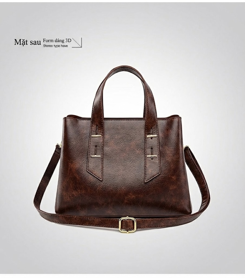 Túi Tote Nữ Da Bóng Công Sở Vintage Đựng Laptop Khổ A4 Màu Nâu chi tiết 22