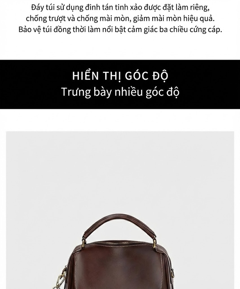 Túi Tote Nữ Da Bóng Đeo Chéo Đựng Đồ Dung Tích Lớn Màu Nâu chi tiết 14