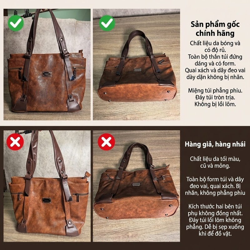 Túi Tote Nữ Da Bóng Đeo Vai Đeo Chéo Phong Cách Âu Mỹ Cổ Điển chi tiết 1