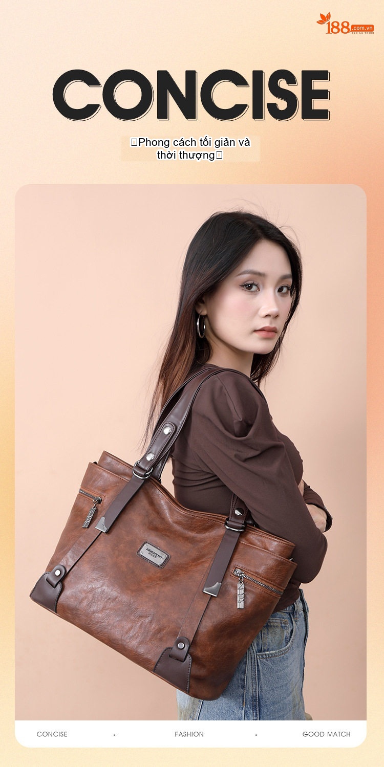 Túi Tote Nữ Da Bóng Đeo Vai Đeo Chéo Phong Cách Âu Mỹ Cổ Điển chi tiết 2