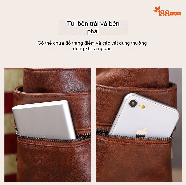 Túi Tote Nữ Da Bóng Đeo Vai Đeo Chéo Phong Cách Âu Mỹ Cổ Điển chi tiết 6