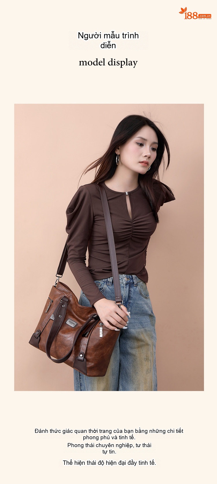 Túi Tote Nữ Da Bóng Đeo Vai Đeo Chéo Phong Cách Âu Mỹ Cổ Điển chi tiết 13