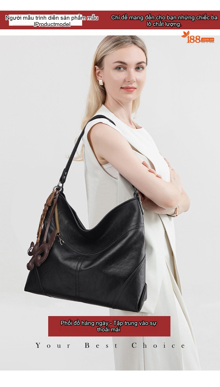 Túi Tote Nữ Da Bóng Đeo Vai Đựng Vừa A4 Phong Cách Casual Màu Đen, Nâu chi tiết 13
