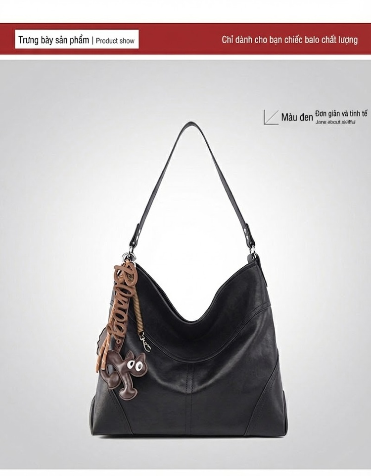 Túi Tote Nữ Da Bóng Đeo Vai Đựng Vừa A4 Phong Cách Casual Màu Đen, Nâu chi tiết 21