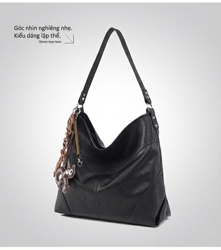 Túi Tote Nữ Da Bóng Đeo Vai Đựng Vừa A4 Phong Cách Casual Màu Đen, Nâu chi tiết 22