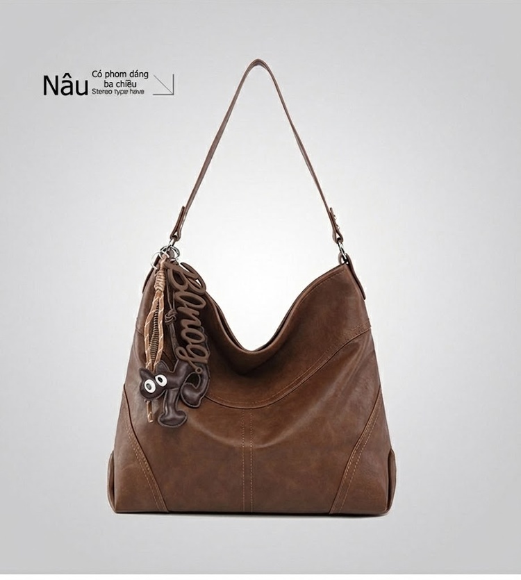 Túi Tote Nữ Da Bóng Đeo Vai Đựng Vừa A4 Phong Cách Casual Màu Đen, Nâu chi tiết 28