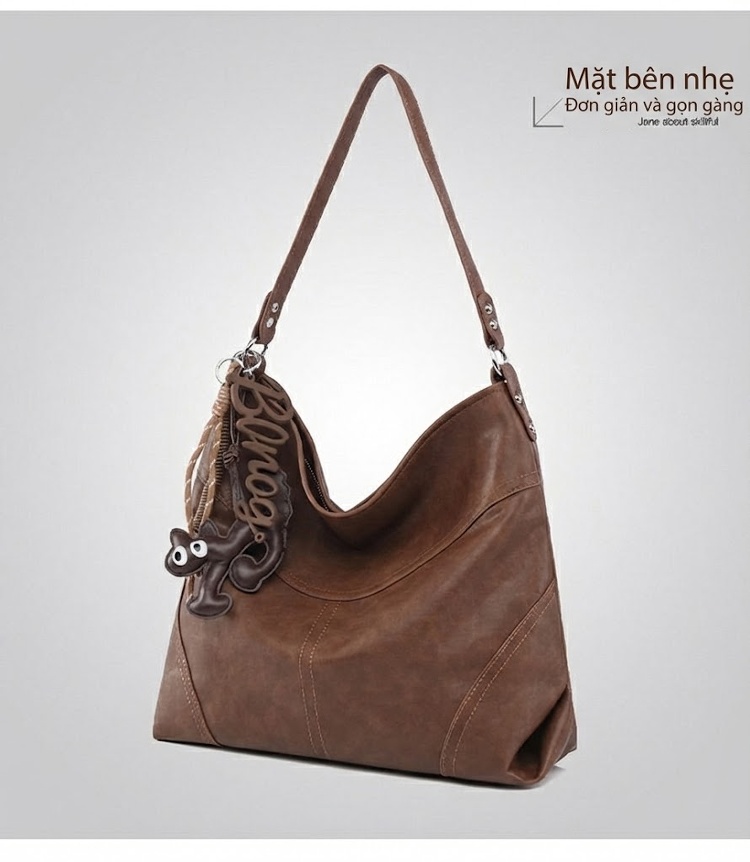 Túi Tote Nữ Da Bóng Đeo Vai Đựng Vừa A4 Phong Cách Casual Màu Đen, Nâu chi tiết 29