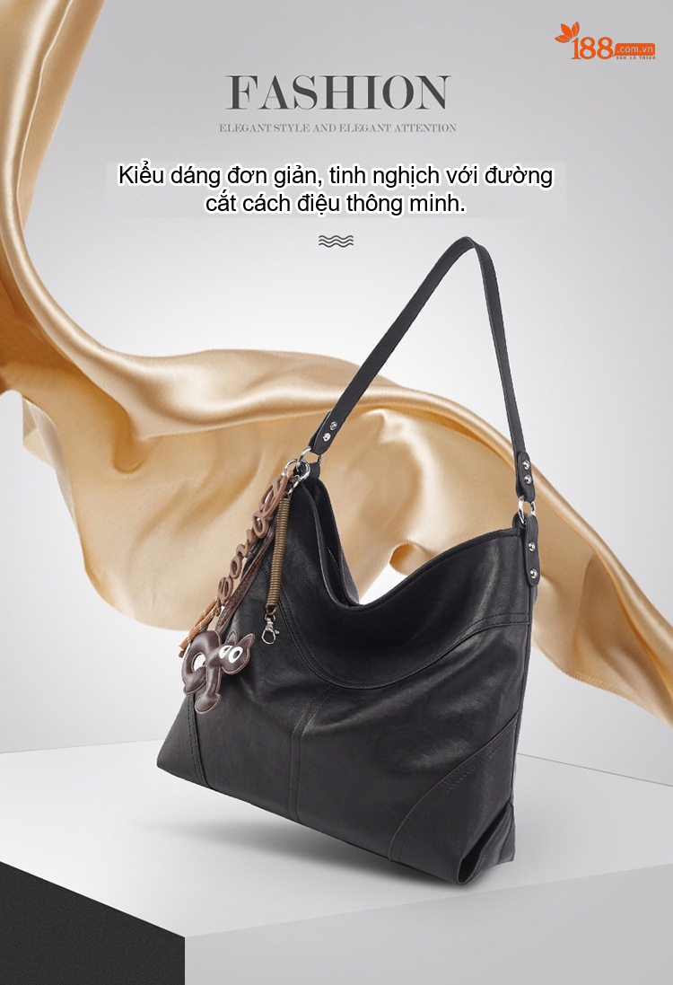 Túi Tote Nữ Da Bóng Đeo Vai Đựng Vừa A4 Phong Cách Casual Màu Đen, Nâu chi tiết 2