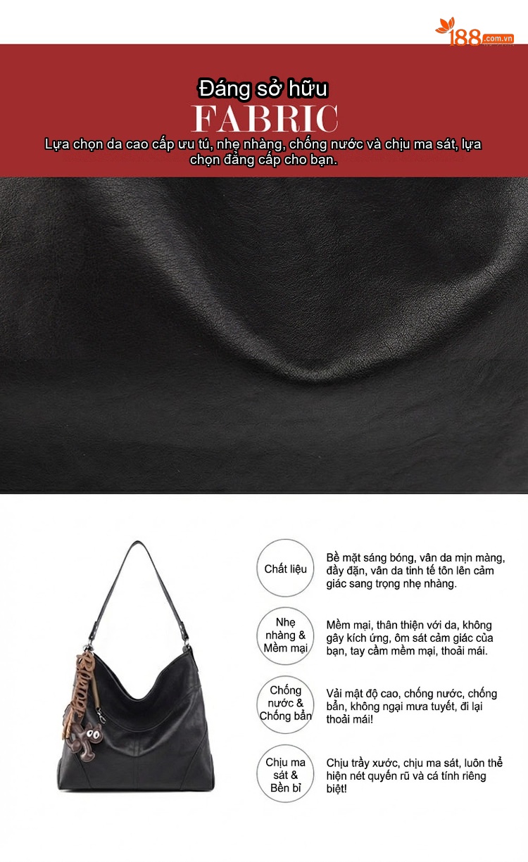 Túi Tote Nữ Da Bóng Đeo Vai Đựng Vừa A4 Phong Cách Casual Màu Đen, Nâu chi tiết 9