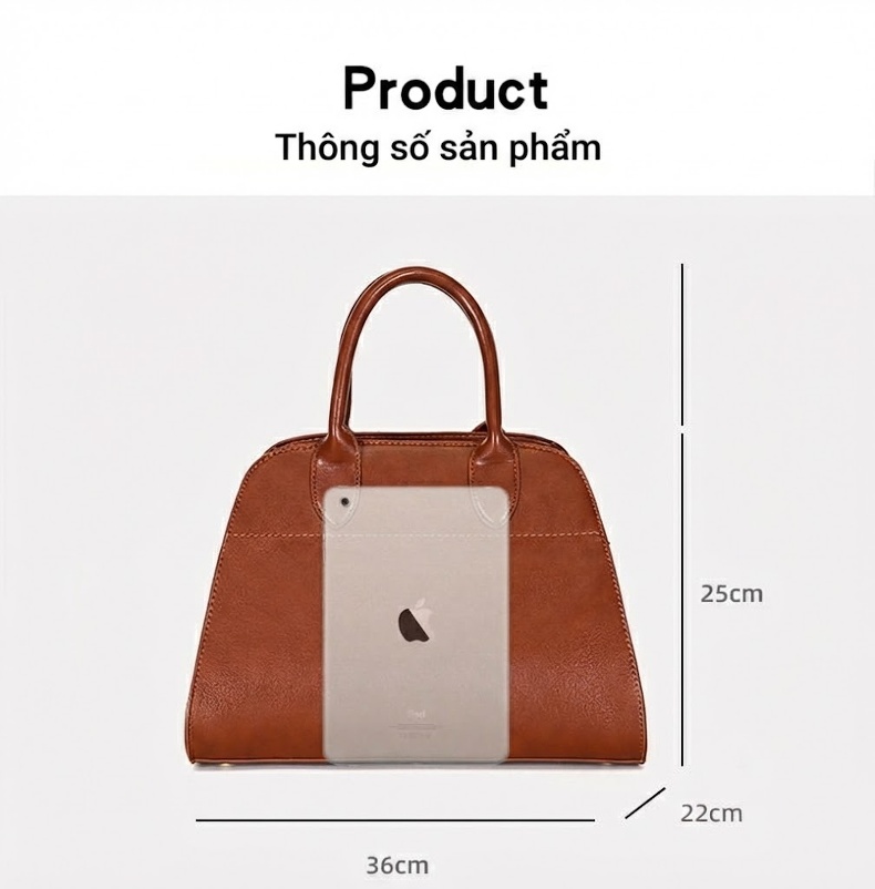 Túi Tote Nữ Da Bóng Đeo Vai Đựng Vừa A4 Thời Trang Công Sở Màu Nâu, Đỏ, Đen chi tiết 9
