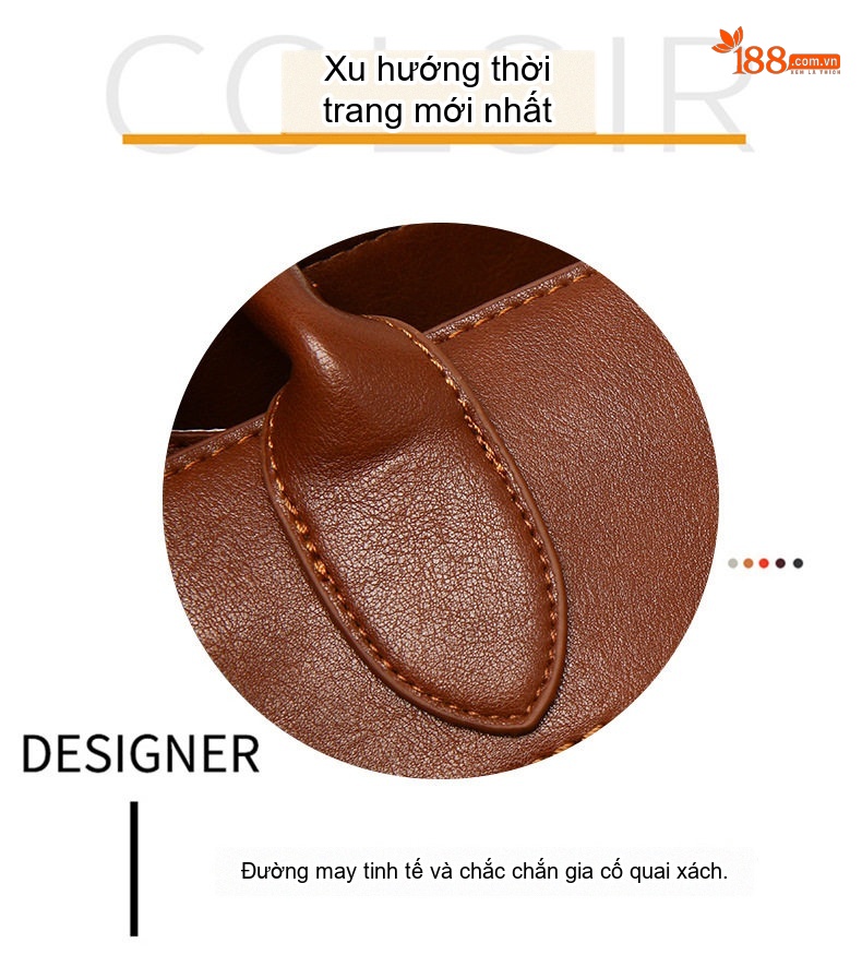 Túi Tote Nữ Da Bóng Đeo Vai Đựng Vừa A4 Thời Trang Công Sở Màu Nâu, Đỏ, Đen chi tiết 10