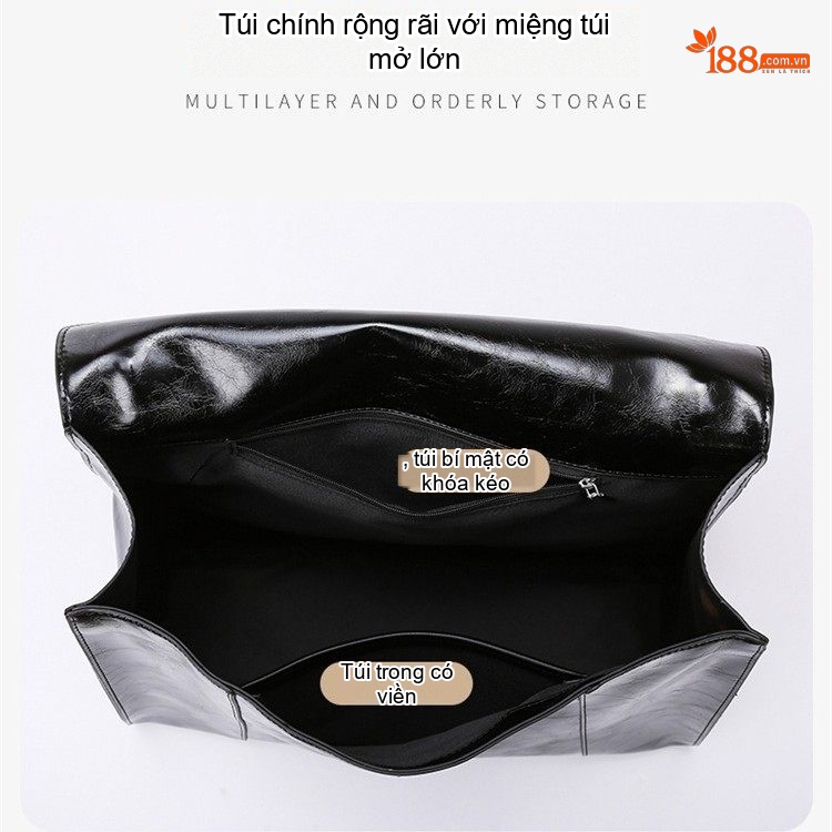 Túi Tote Nữ Da Bóng Đeo Vai Thời Trang Công Sở Sức Chứa Lớn Màu Đen