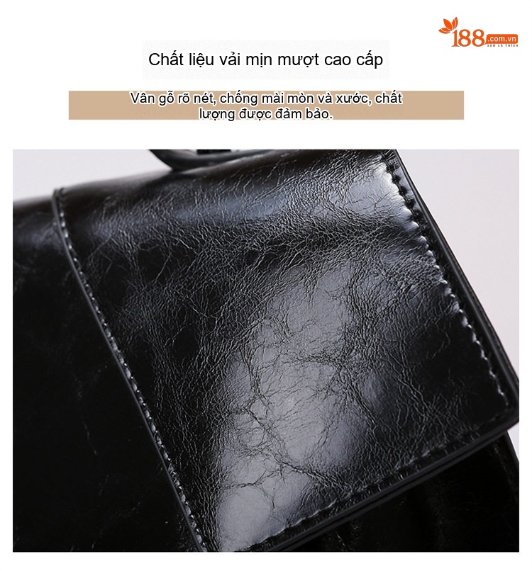 Túi Tote Nữ Da Bóng Đeo Vai Thời Trang Công Sở Sức Chứa Lớn Màu Đen chi tiết 6
