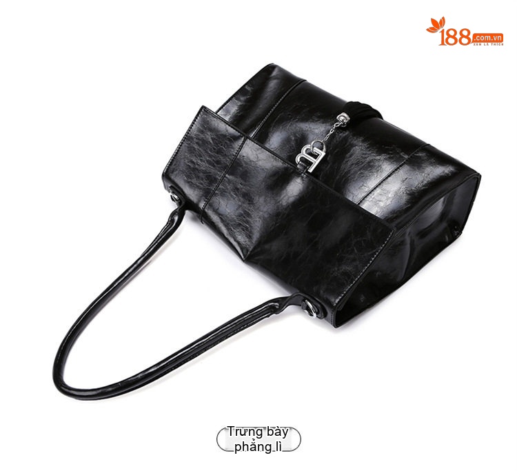 Túi Tote Nữ Da Bóng Đeo Vai Thời Trang Công Sở Sức Chứa Lớn Màu Đen chi tiết 15