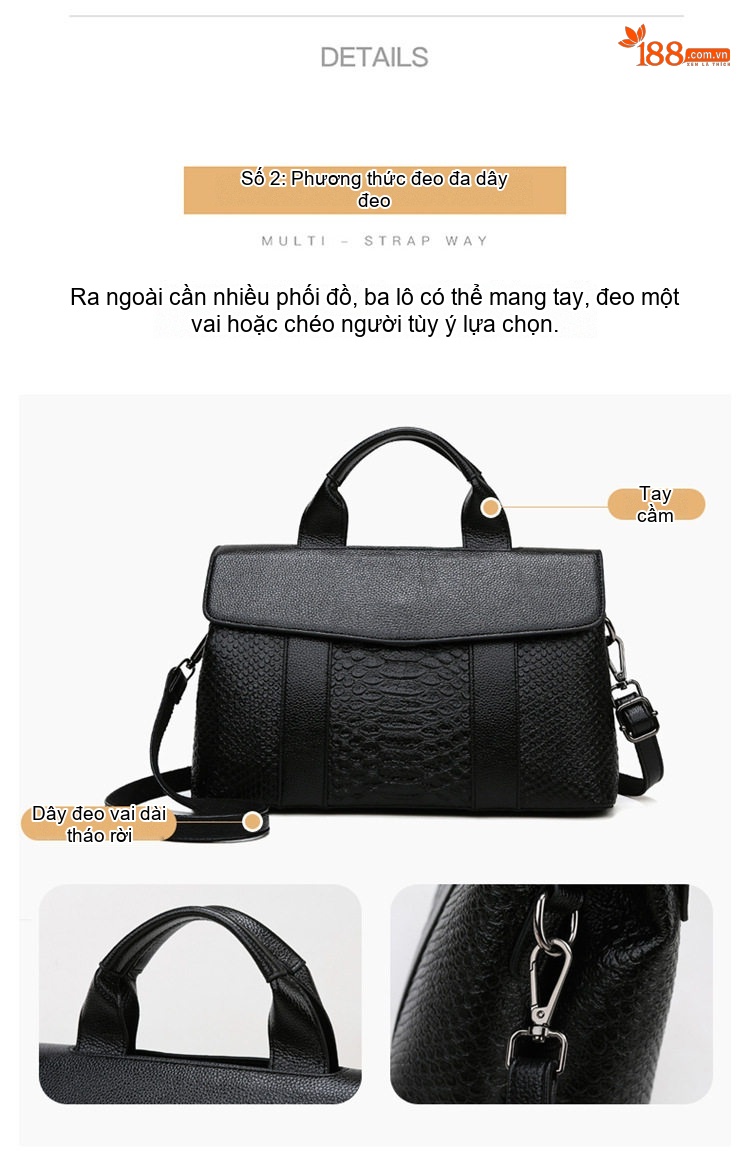 Túi Tote Nữ Da Bóng Đựng Tài Liệu Công Sở Thời Trang Màu Đen chi tiết 8