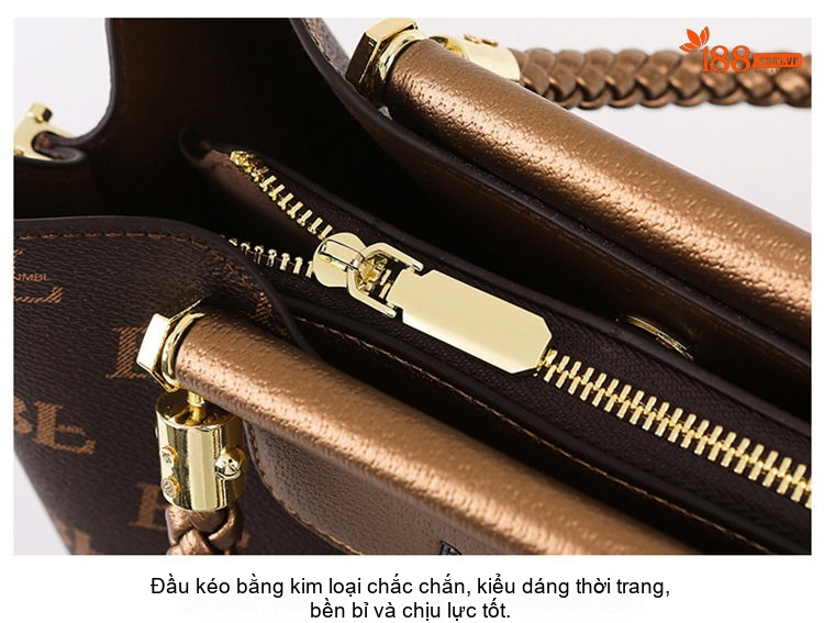Túi Tote Nữ Da Bóng Dung Tích Lớn Đeo Vai Đeo Chéo Màu Nâu chi tiết 24