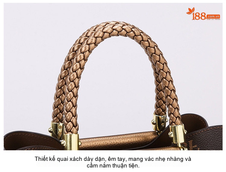 Túi Tote Nữ Da Bóng Dung Tích Lớn Đeo Vai Đeo Chéo Màu Nâu chi tiết 30