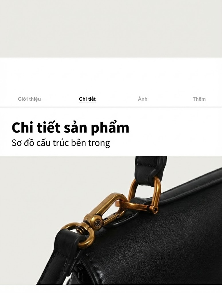 Túi Tote Nữ Da Bóng Dung Tích Lớn Đeo Vai/Đeo Chéo Phong Cách Công Sở Màu Đen chi tiết 13