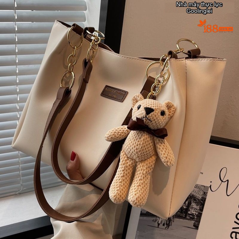 Túi Tote Nữ Da Bóng Họa Tiết Classic Công Sở Đựng Vừa A4 Màu Nâu chi tiết 6