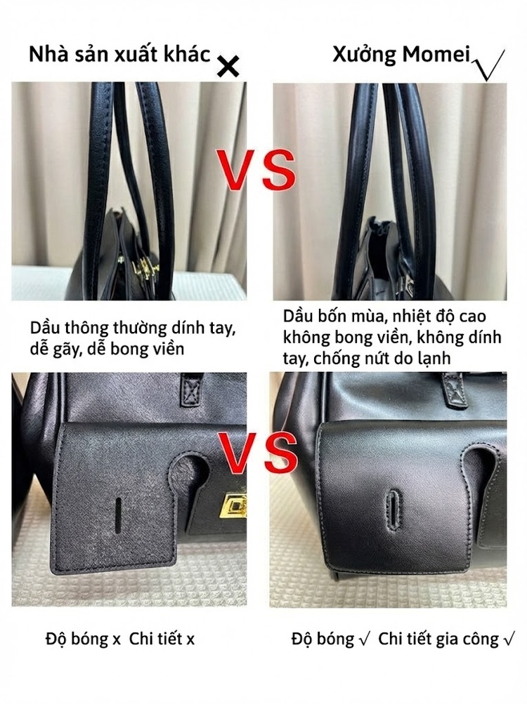 Túi Tote Nữ Da Bóng Lớn Đựng Vừa A4 Phong Cách Thời Trang Màu Đen, Đỏ, Kem chi tiết 1