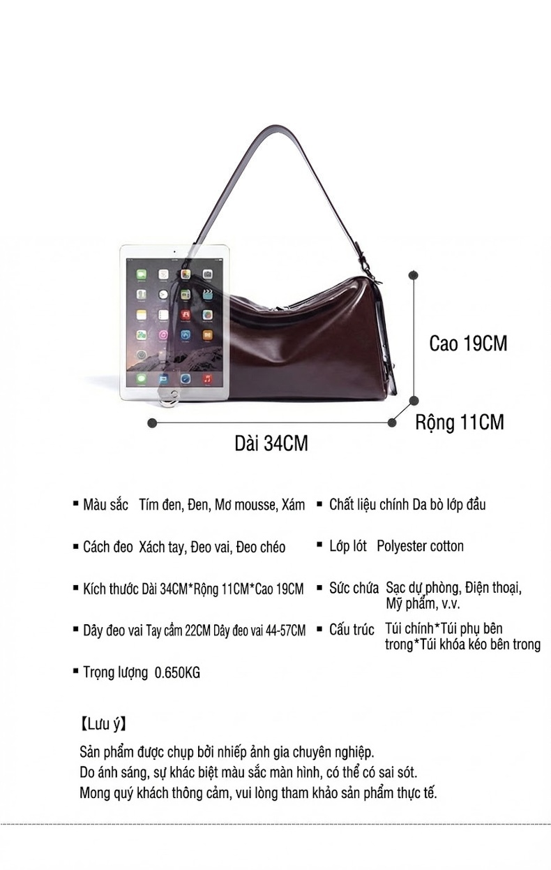 Túi Tote Nữ Da Bóng Lớn Phong Cách Hàn Quốc Đeo Vai, Đeo Chéo Màu Đen, Đỏ Rượu Vang chi tiết 7