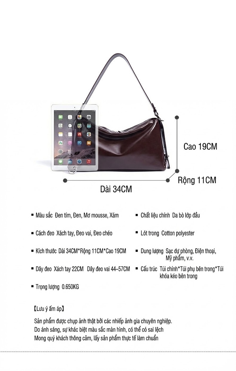 Túi Tote Nữ Da Bóng Lớn Phong Cách Hàn Quốc Đeo Vai, Đeo Chéo Màu Đen, Đỏ Rượu Vang chi tiết 22