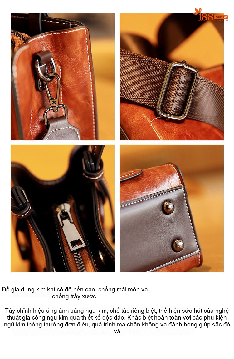 Túi Tote Nữ Da Bóng Retro Đựng Vừa A4, Túi Đeo Vai Nữ Phong Cách Đô Thị Màu Nâu, Đen chi tiết 5