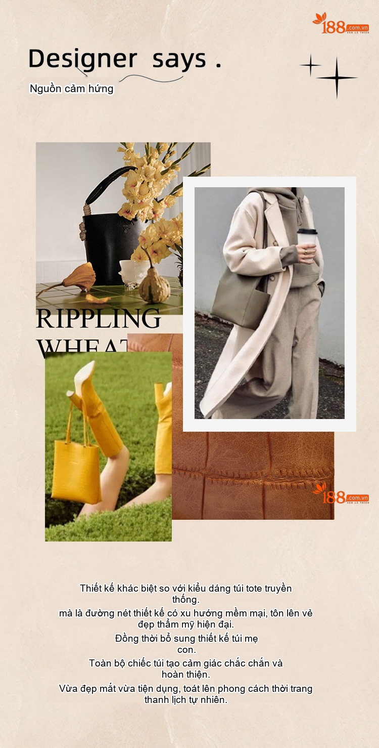 Túi Tote Nữ Da Bóng Retro Phong Cách Âu Mỹ Sức Chứa Lớn Kèm Túi Nhỏ - Màu Nâu chi tiết 7