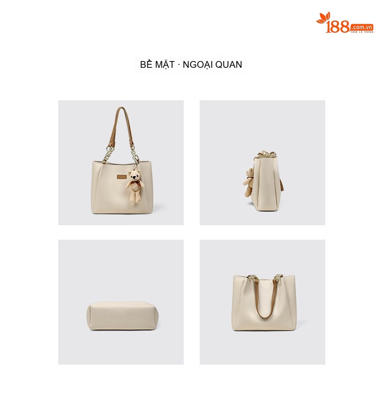 Túi Tote Nữ Da Bóng Sức Chứa Lớn Cao Cấp Túi Đeo Vai Túi Đeo Chéo Đựng Tài Liệu Đi Làm Màu Trắng Kem chi tiết 7