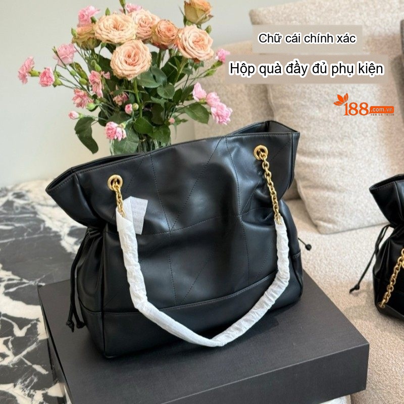 Túi Tote Nữ Da Bóng Sức Chứa Lớn Đeo Vai Phong Cách Retro Màu Nâu chi tiết 4