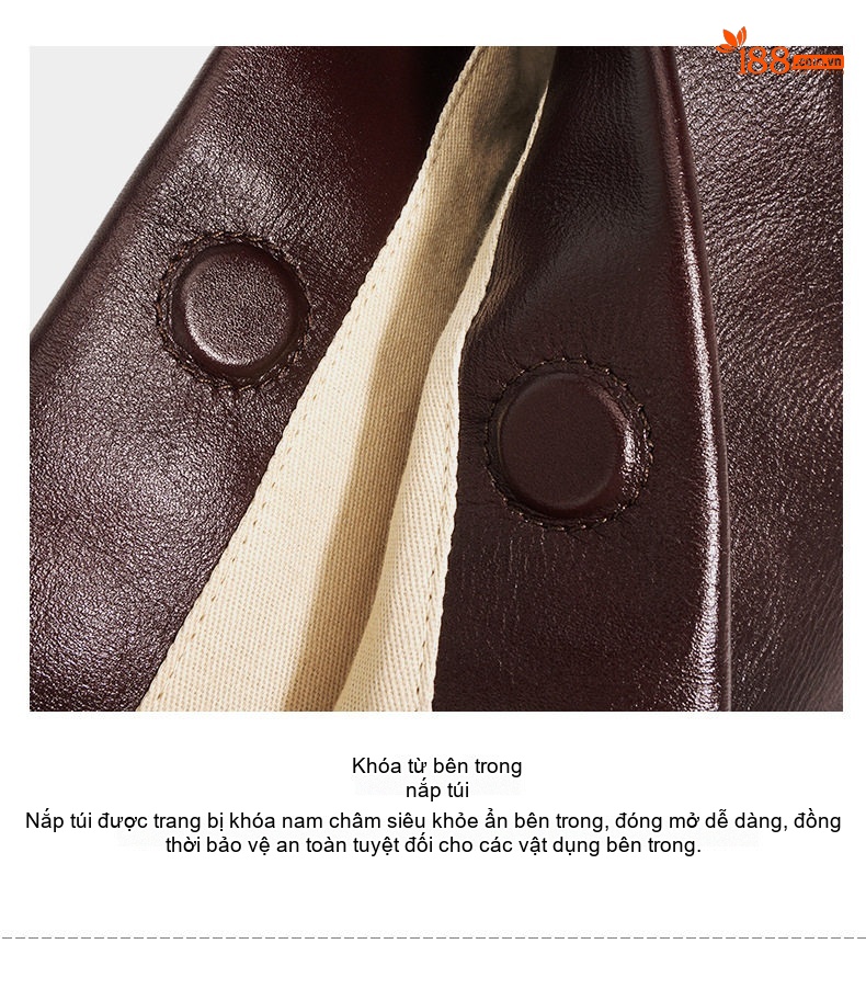 Túi Tote Nữ Da Bóng Thiết Kế Độc Đáo Sức Chứa Lớn Đeo Vai Đeo Chéo Màu Đen, Nâu Đỏ chi tiết 12