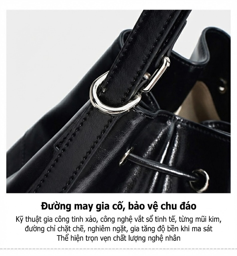 Túi Tote Nữ Da Bóng Thiết Kế Độc Đáo Sức Chứa Lớn Đeo Vai Đeo Nách Màu Đen, Nâu, Đỏ Rượu chi tiết 12