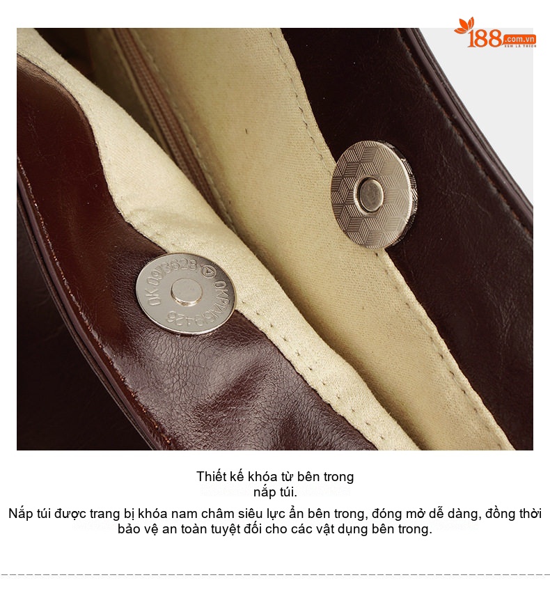 Túi Tote Nữ Da Bóng Thiết Kế Retro, Đeo Vai, Đeo Chéo, Sức Chứa Lớn Màu Nâu Đậm chi tiết 10
