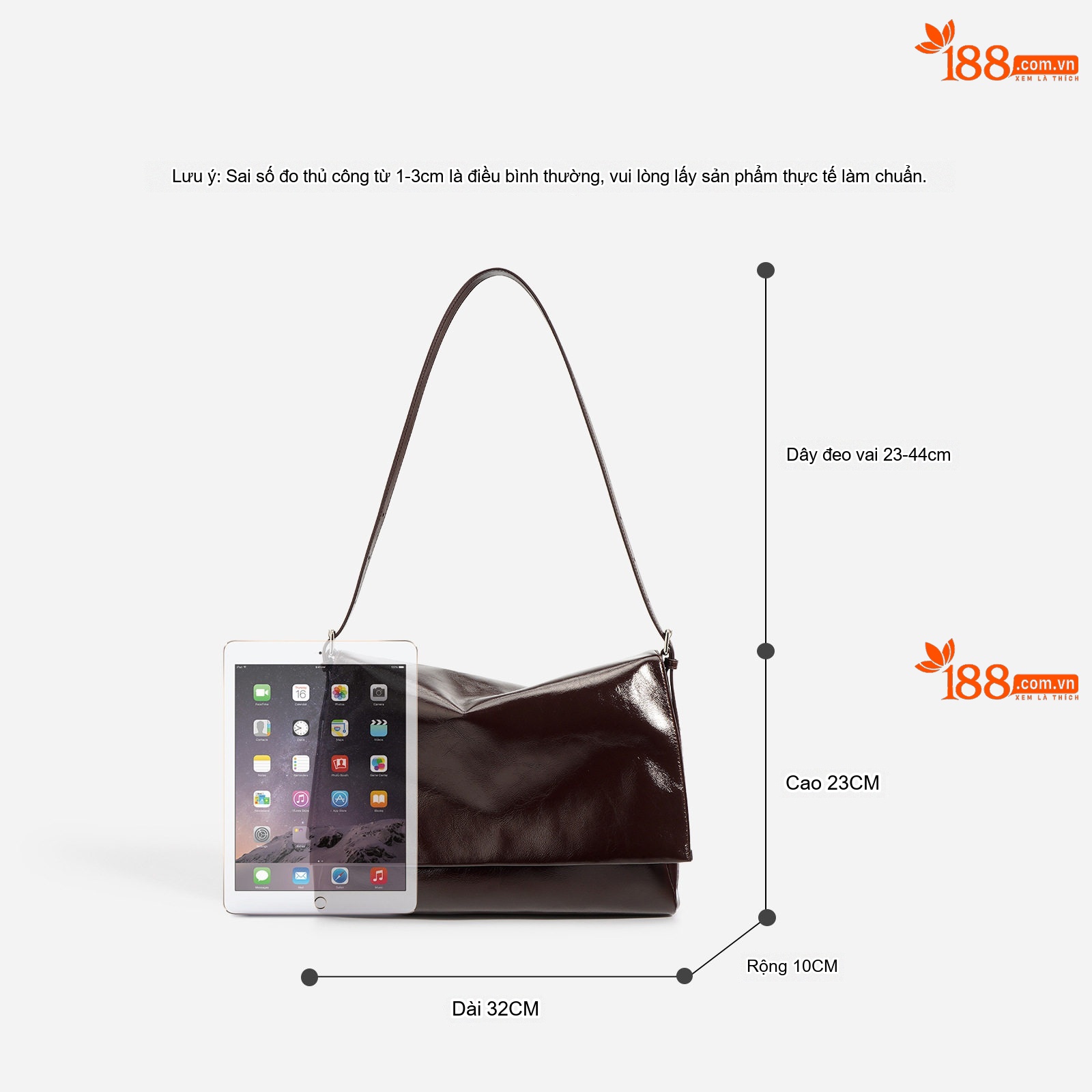 Túi Tote Nữ Da Bóng Thiết Kế Retro, Đeo Vai, Đeo Chéo, Sức Chứa Lớn Màu Nâu Đậm
