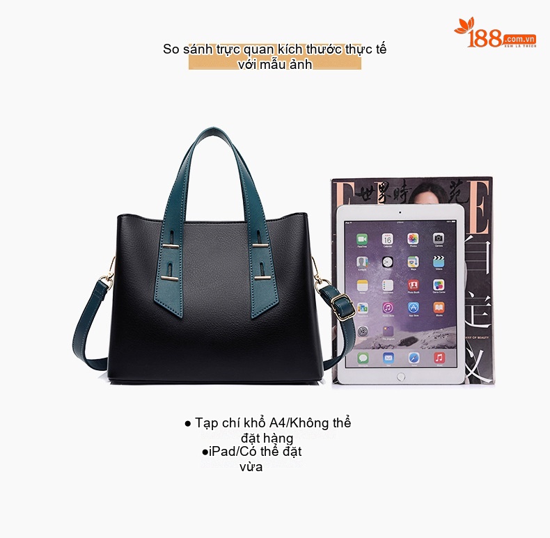 Túi Tote Nữ Da Mềm Sức Chứa Lớn Đeo Chéo Phong Cách Tối Giản Màu Đen, Nâu chi tiết 6