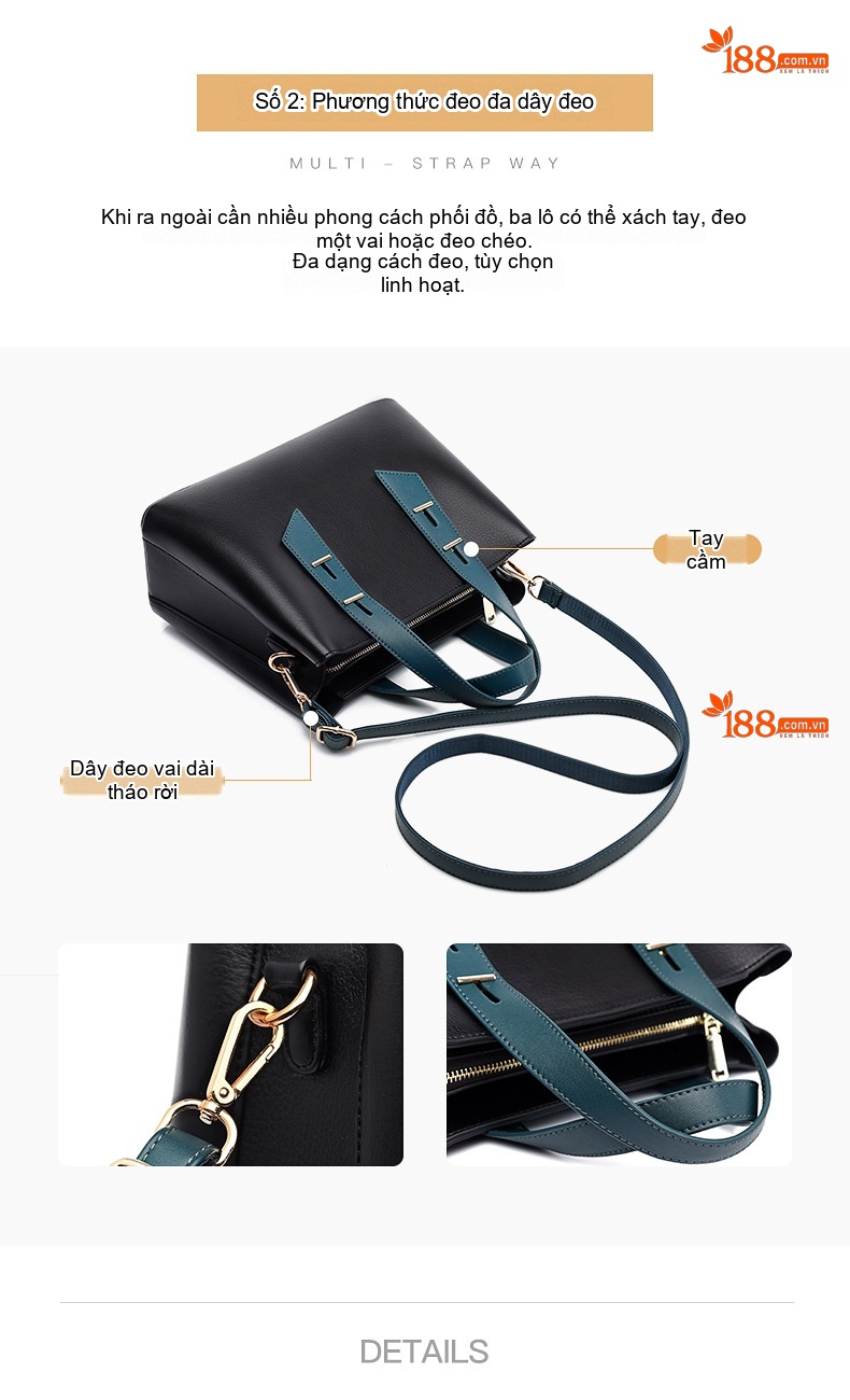 Túi Tote Nữ Da Mềm Sức Chứa Lớn Đeo Chéo Phong Cách Tối Giản Màu Đen, Nâu chi tiết 5