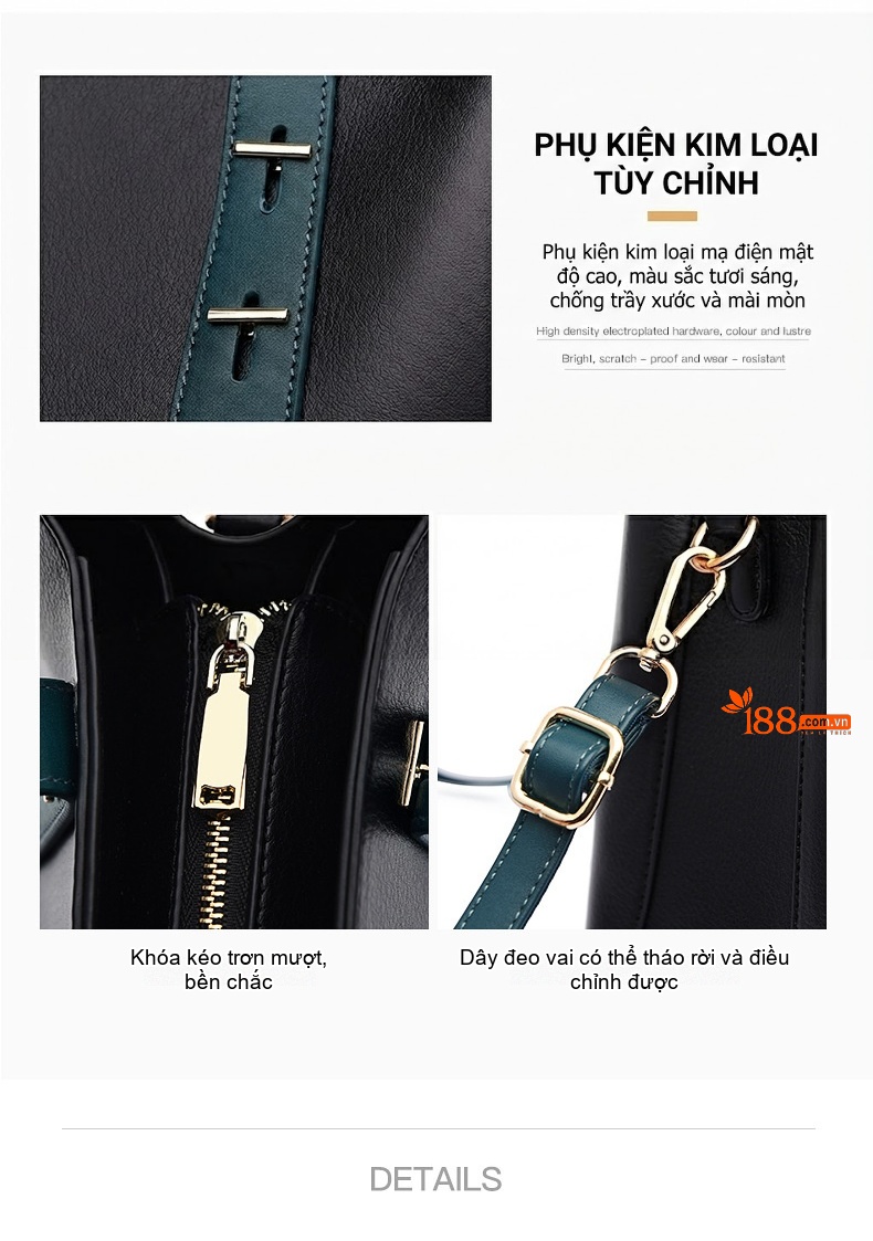 Túi Tote Nữ Da Mềm Sức Chứa Lớn Đeo Chéo Phong Cách Tối Giản Màu Đen, Nâu chi tiết 8