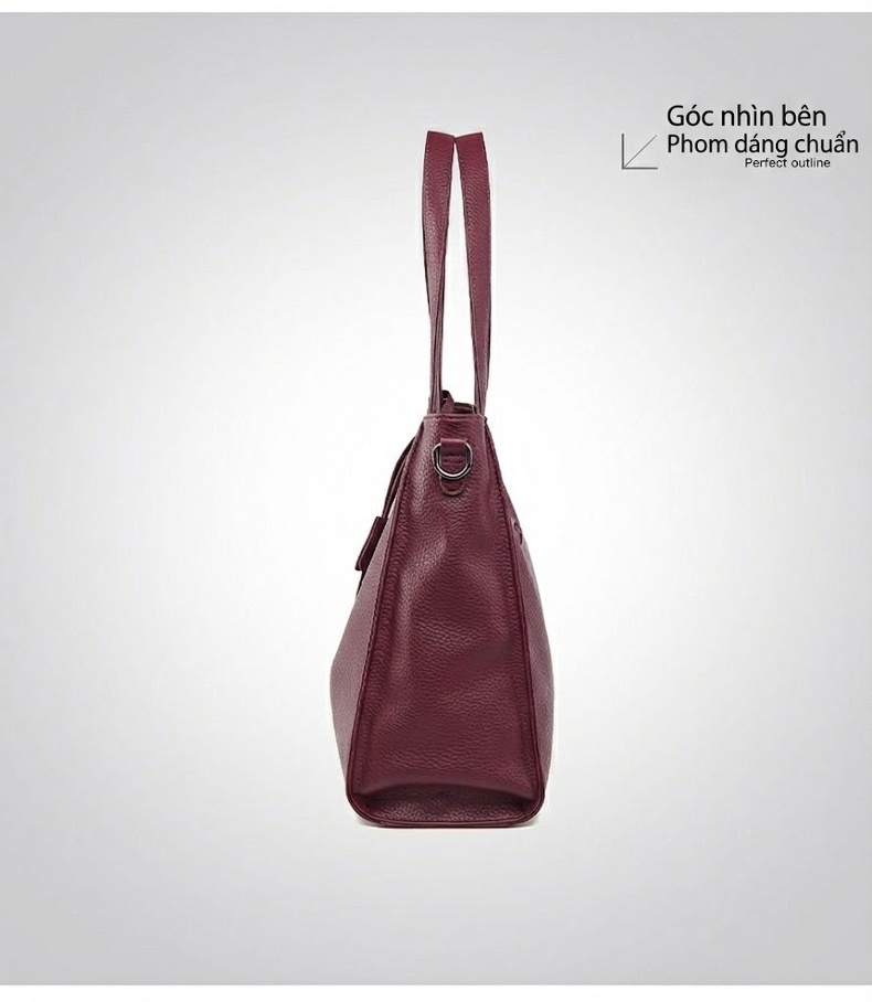 Túi Tote Nữ Da Mềm Sức Chứa Lớn Phong Cách Thời Trang Công Sở Màu Đen, Đỏ Rượu, Nâu chi tiết 22