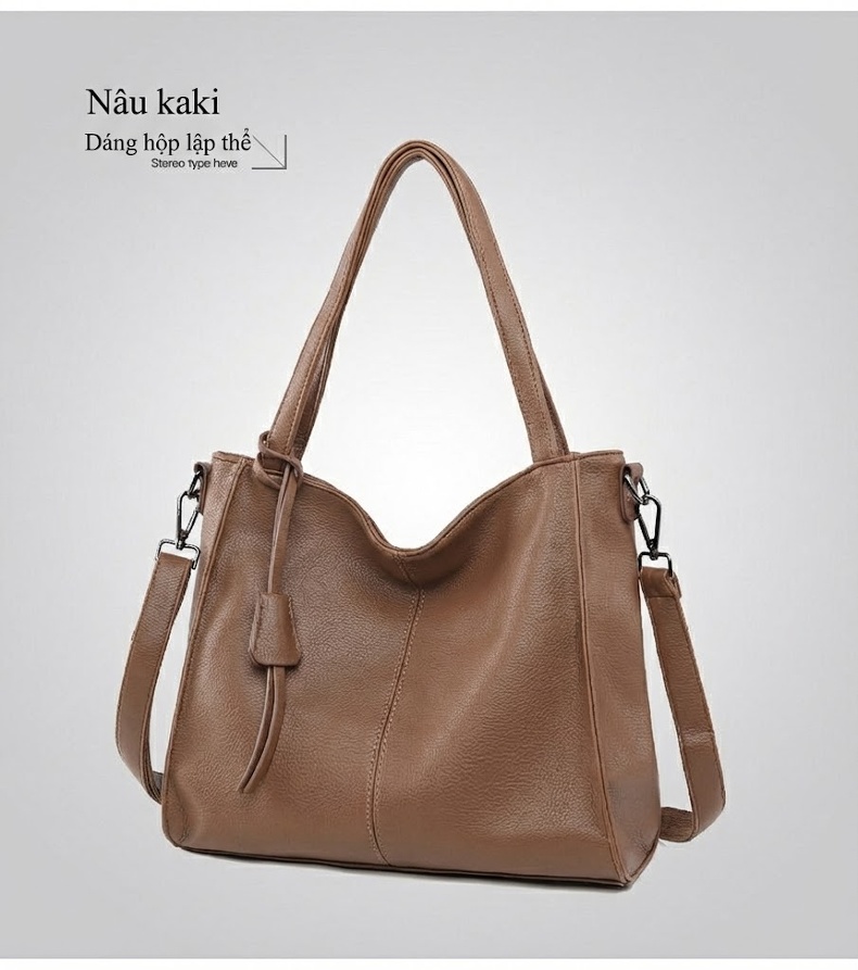Túi Tote Nữ Da Mềm Sức Chứa Lớn Phong Cách Thời Trang Công Sở Màu Đen, Đỏ Rượu, Nâu chi tiết 25