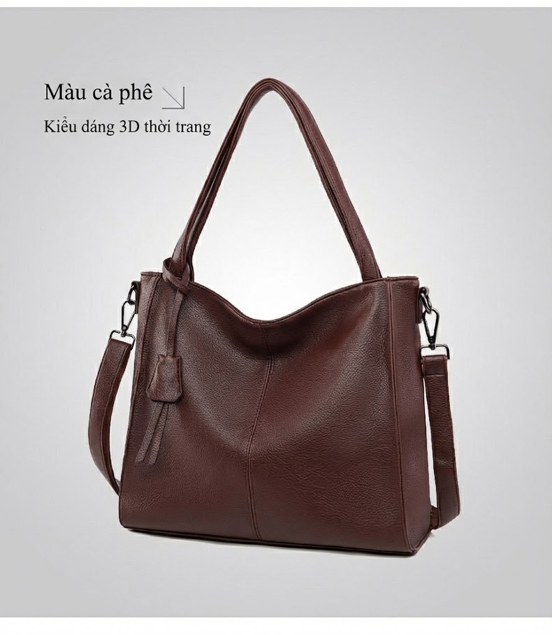 Túi Tote Nữ Da Mềm Sức Chứa Lớn Phong Cách Thời Trang Công Sở Màu Đen, Đỏ Rượu, Nâu chi tiết 27