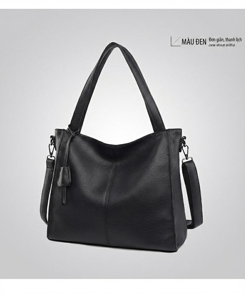 Túi Tote Nữ Da Mềm Sức Chứa Lớn Phong Cách Thời Trang Công Sở Màu Đen, Đỏ Rượu, Nâu chi tiết 28