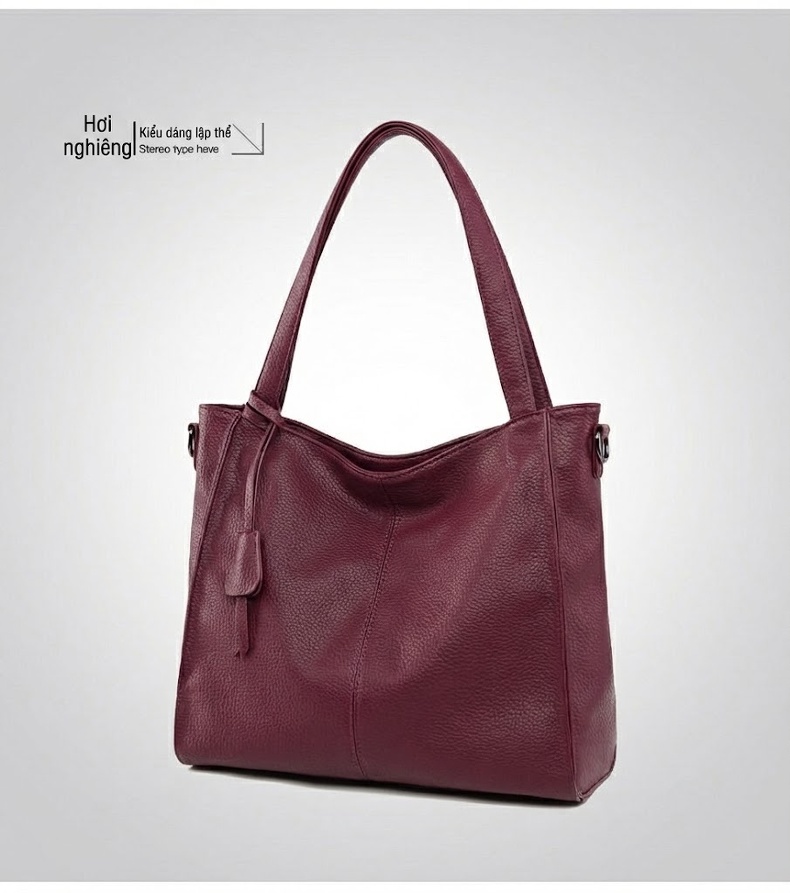 Túi Tote Nữ Da Mềm Sức Chứa Lớn Phong Cách Thời Trang Công Sở Màu Đen, Đỏ Rượu, Nâu chi tiết 21