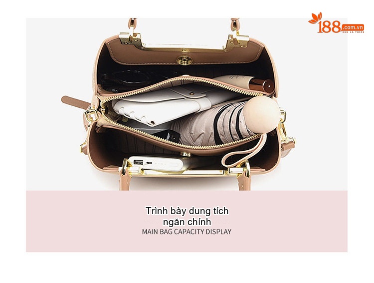 Túi Tote Nữ Da Mờ Cao Cấp Phong Cách Thời Trang, Túi Đeo Vai, Túi Đeo Chéo Màu Kem, Nâu chi tiết 6