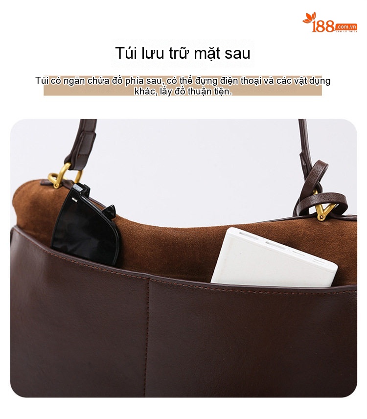 Túi Tote Nữ Da Mờ Cao Cấp, Túi Đeo Vai Công Sở Dung Tích Lớn Màu Nâu chi tiết 9