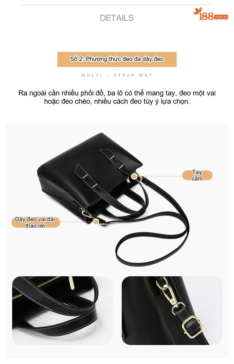 Túi Tote Nữ Da Mờ Công Sở Đựng Laptop Sức Chứa Lớn Màu Đen chi tiết 6