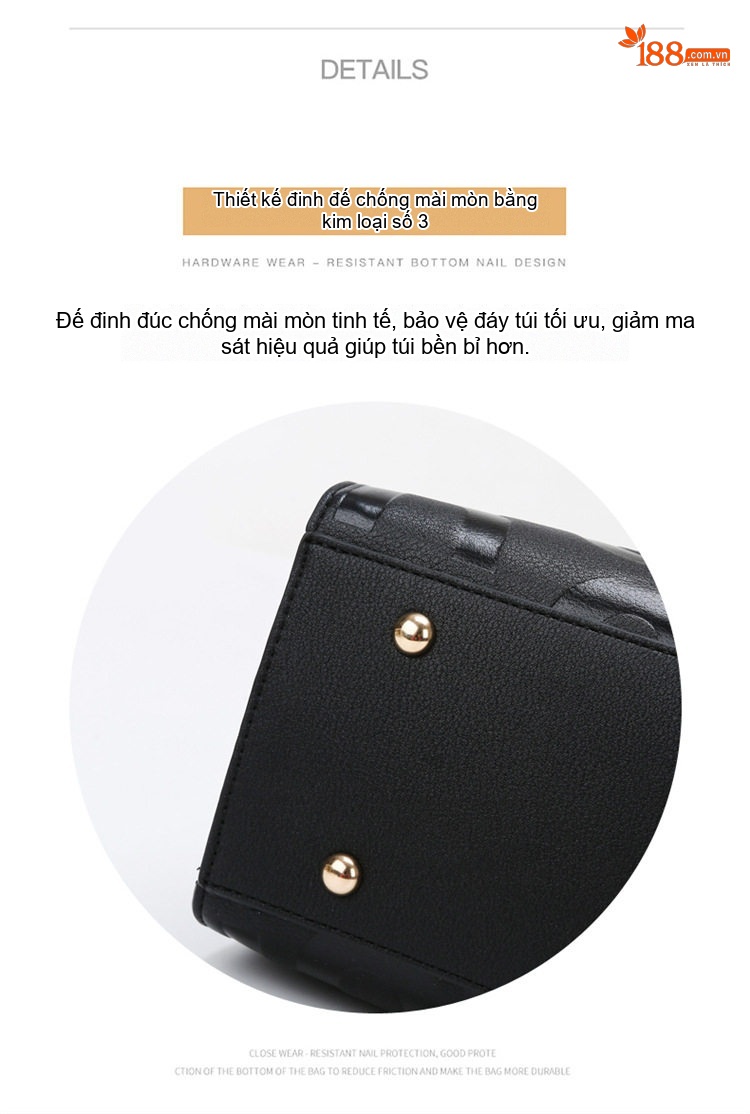 Túi Tote Nữ Da Mờ Dập Chữ Phong Cách Âu Mỹ Cổ Điển, Túi Xách Tay Nữ Công Sở Đeo Vai Màu Đen, Đỏ chi tiết 5