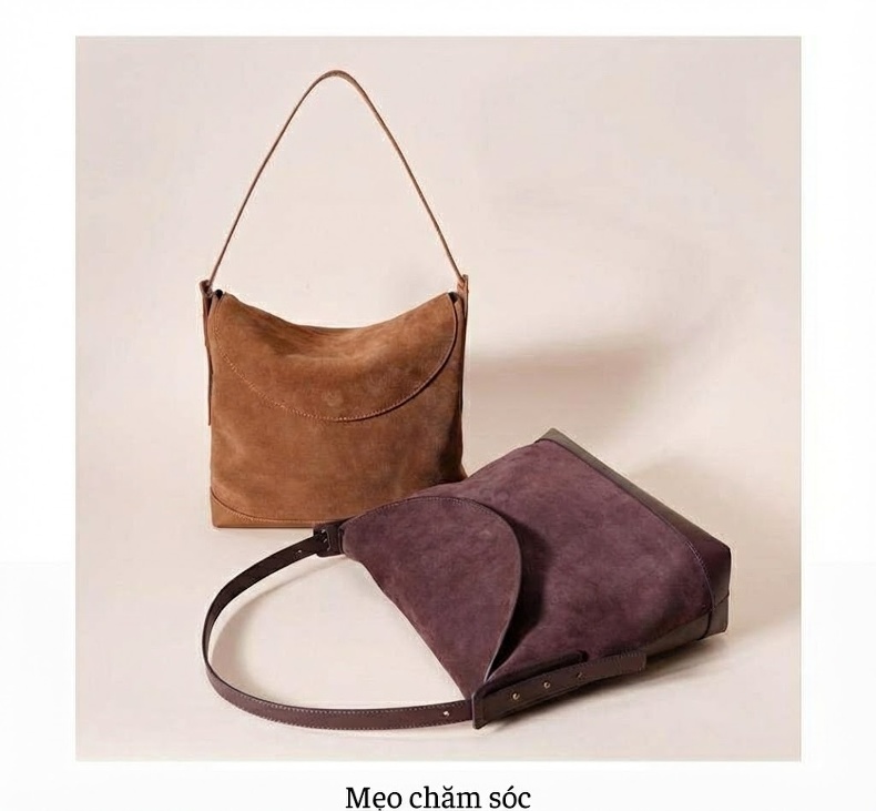 Túi Tote Nữ Da Mờ Đeo Vai Đeo Chéo Dáng Retro Công Sở Dung Tích Lớn Màu Nâu, Tím chi tiết 14