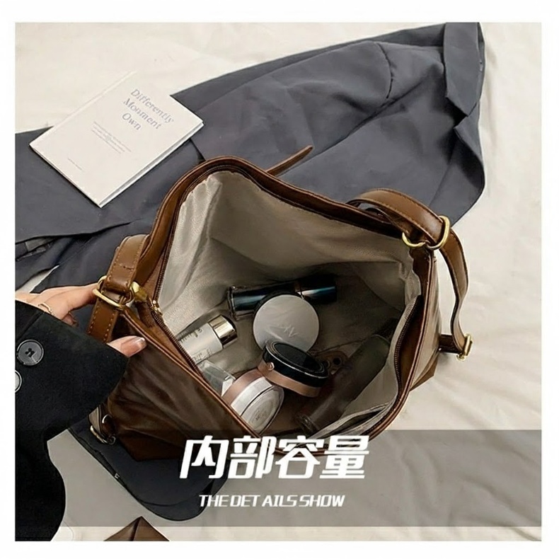 Túi Tote Nữ Da Mờ Đeo Vai Đeo Chéo Sức Chứa Lớn Màu Nâu chi tiết 5